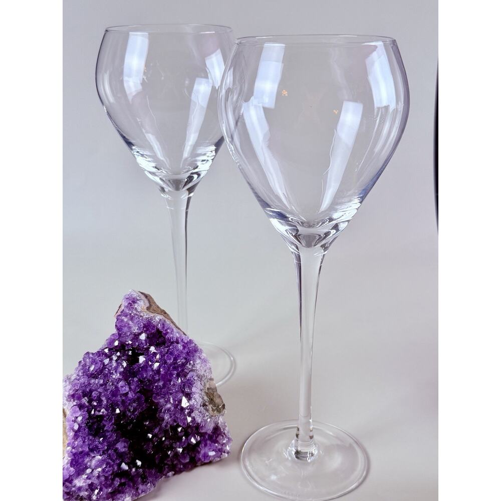 RARE Lenox Silhouette Clear Tall Water Goblets Crystal Stemware Set of 2 USA